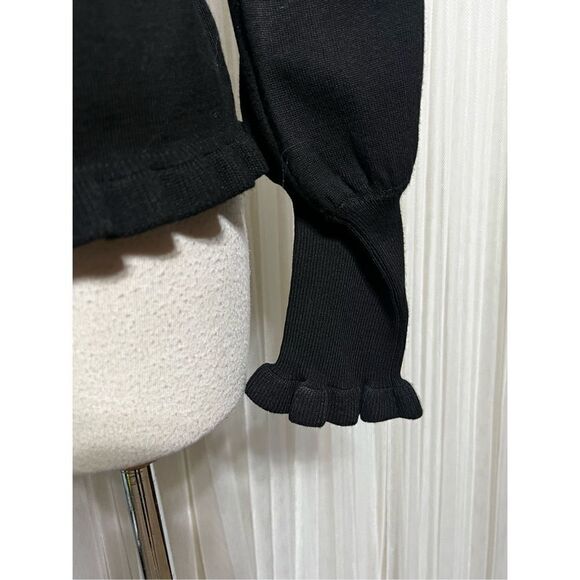 Joseph A. Black Long Sleeve Turtleneck Sweater Juliette Perforated Sleeves Medi - Picture 3 of 5